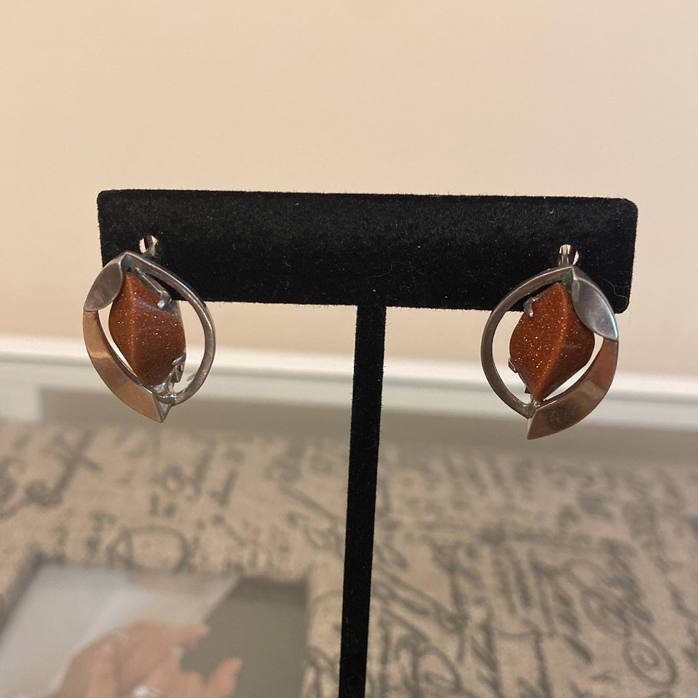 Sterling silver earrings with natural stone